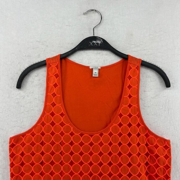 J.Crew Tank Top Womens XS Orange Eyelet Dot Pattern Scoop Neck Pullover Coastal - Picture 5 of 11
